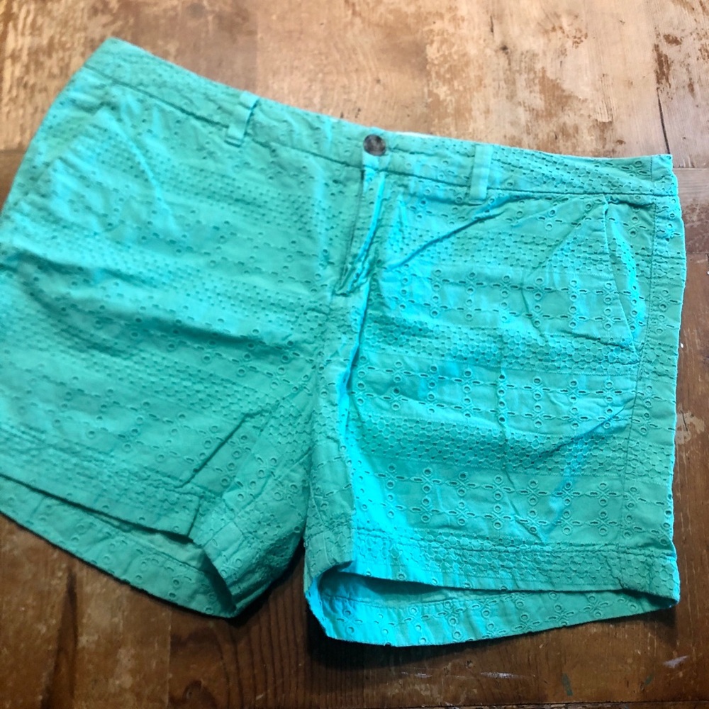 Merona Teal Eyelet Cotton Shorts Size 14